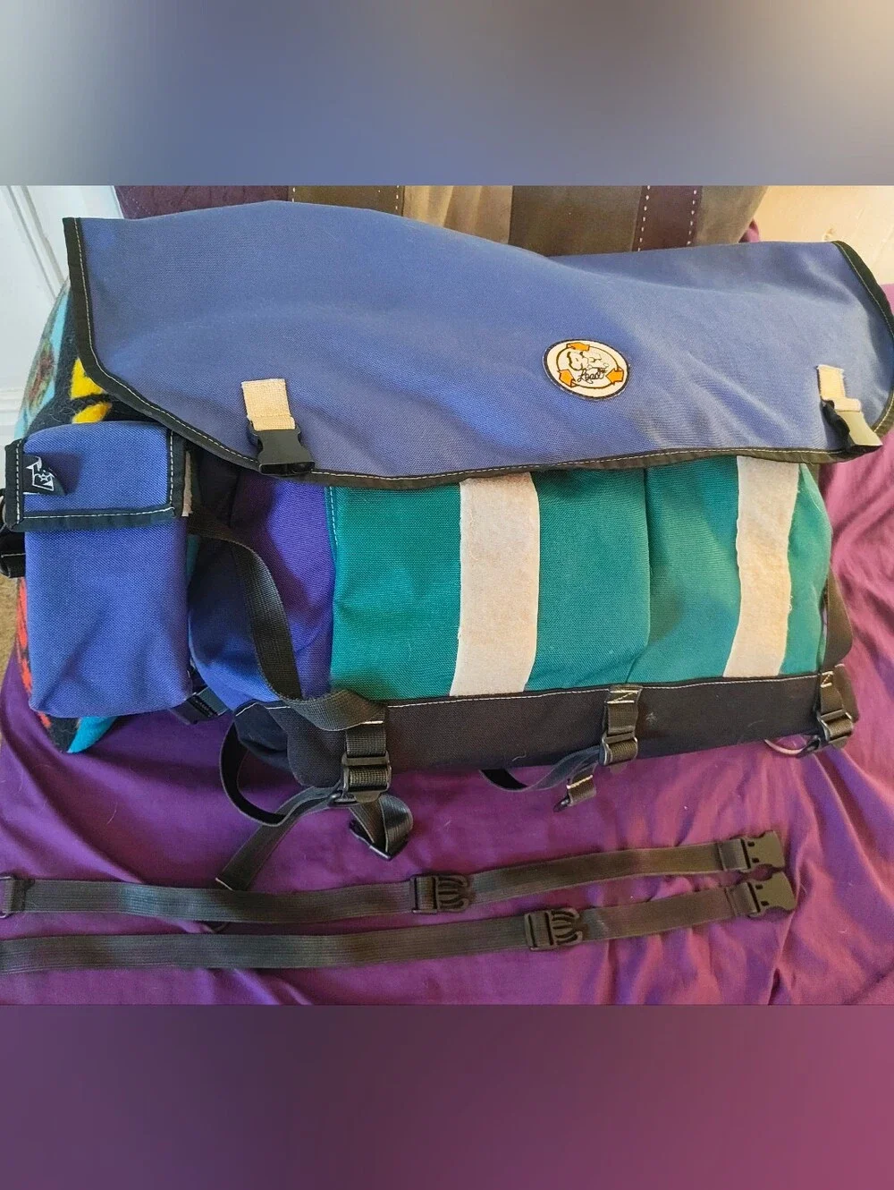 REload XL Full Custom Bicycle Messenger Bag Matching Cell Holster Purple/Teal